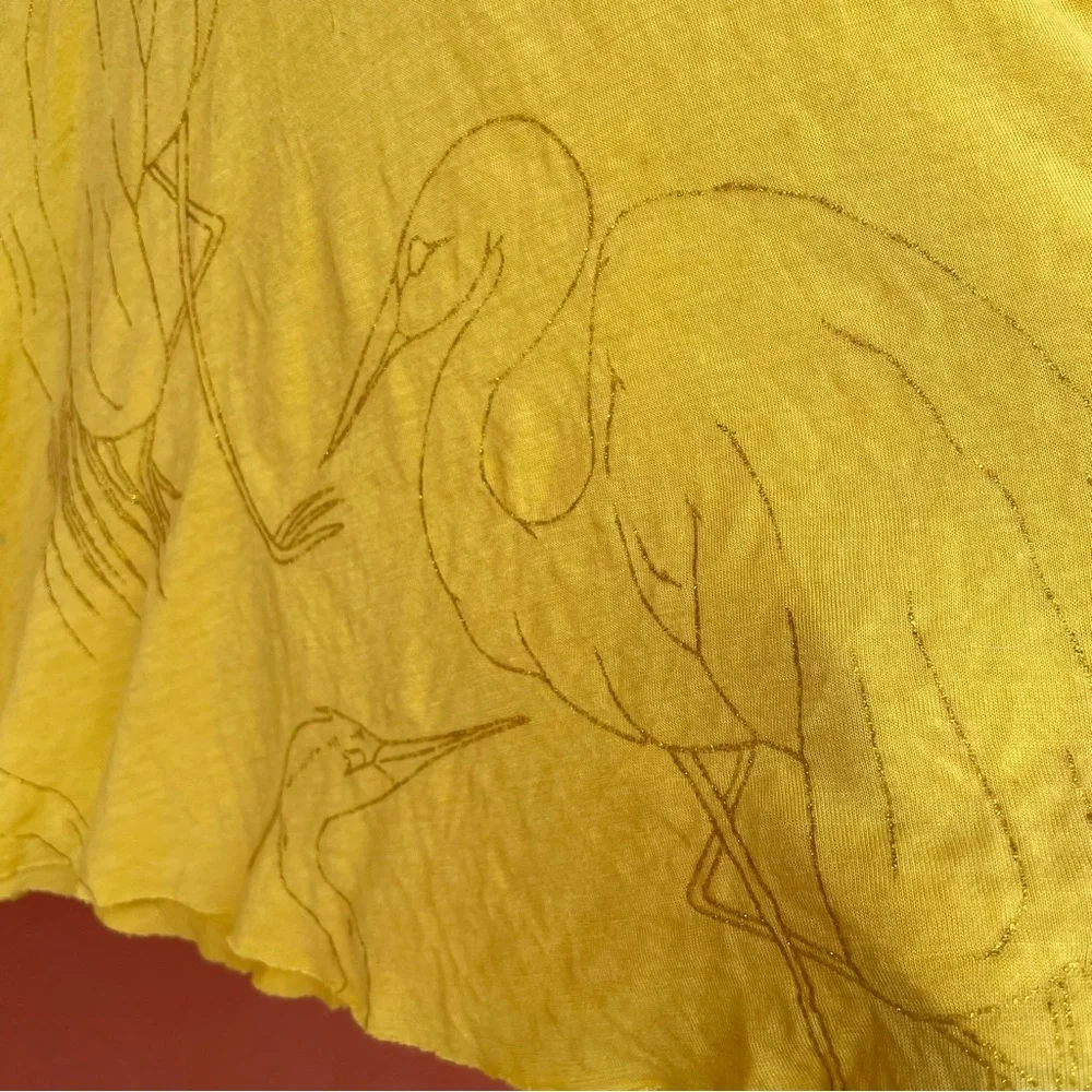 Vintage Rachel Palley Crane Skirt in Bright Yellow - Picture 3 of 5